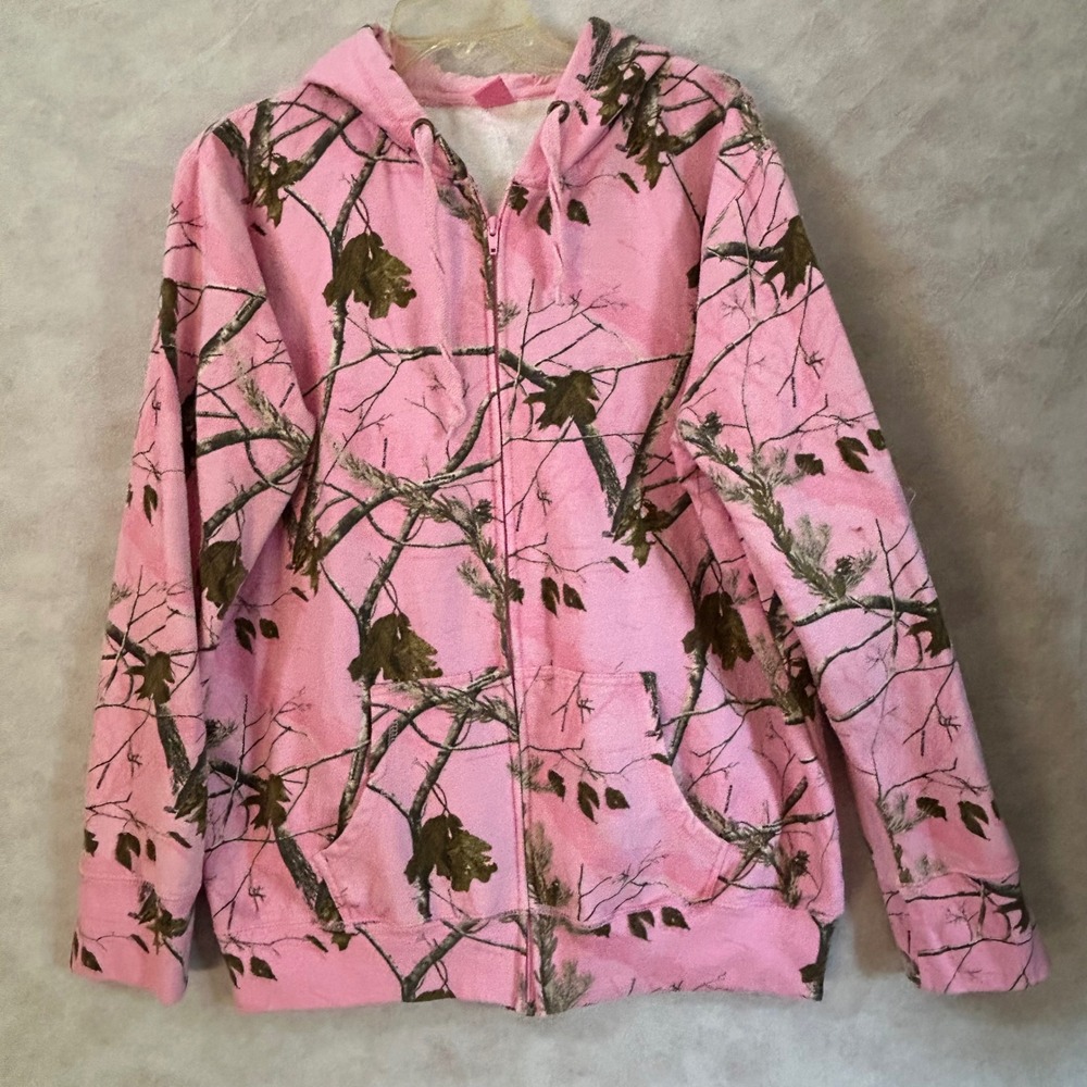 Lady Bell Realtree Pink Camo Zip Up Hoodie Sweatshirt Womens 2XL Camouflage